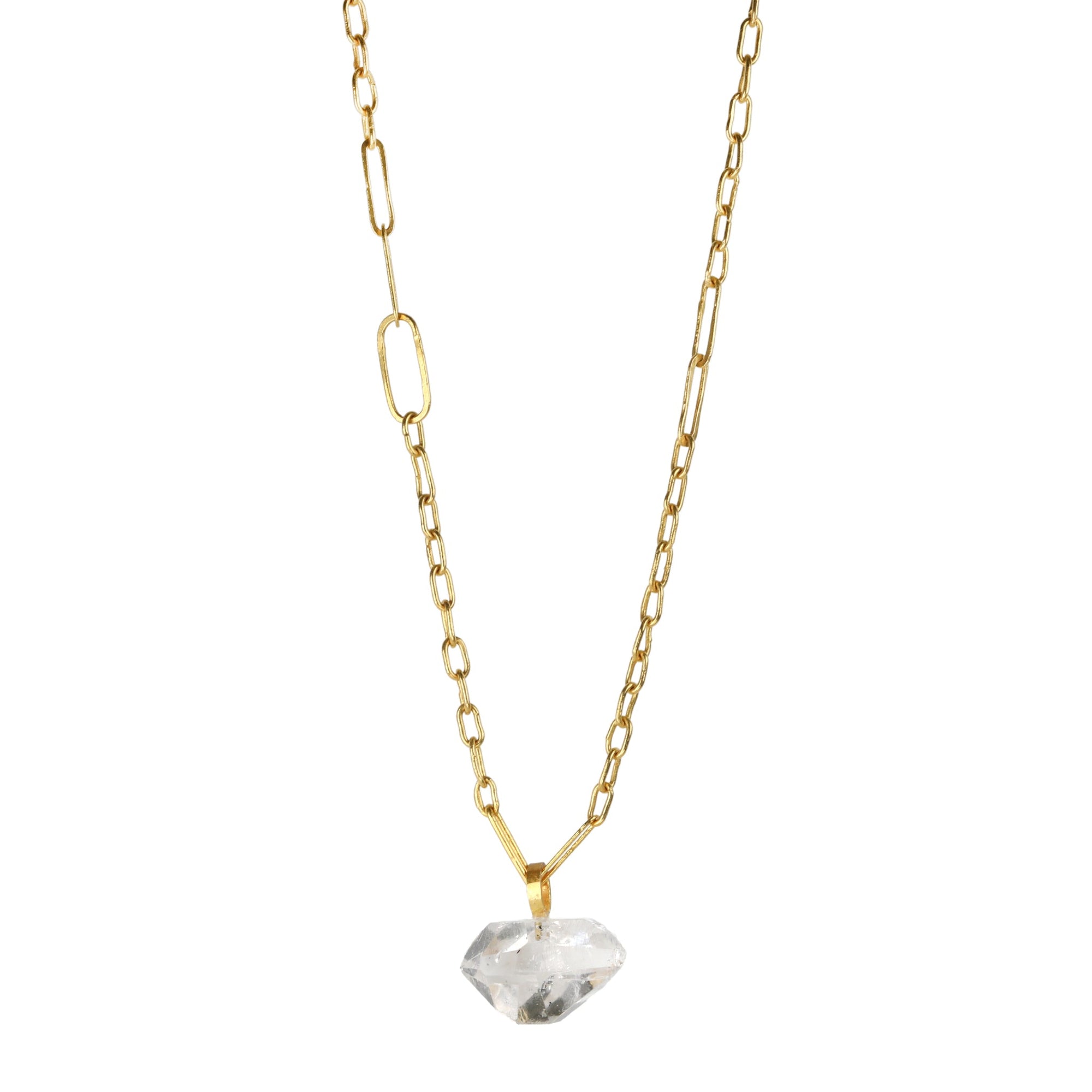 Herkimer &quot;Diamond&quot; Quartz Pendant with 22K Gold Bale - Peridot Fine Jewelry - Rosanne Pugliese