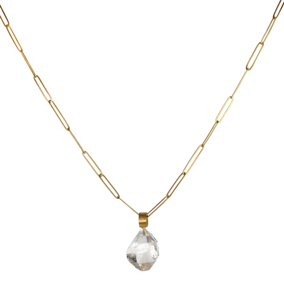 Herkimer "Diamond" Quartz Pendant with 22K Gold Bale - Peridot Fine Jewelry - Rosanne Pugliese
