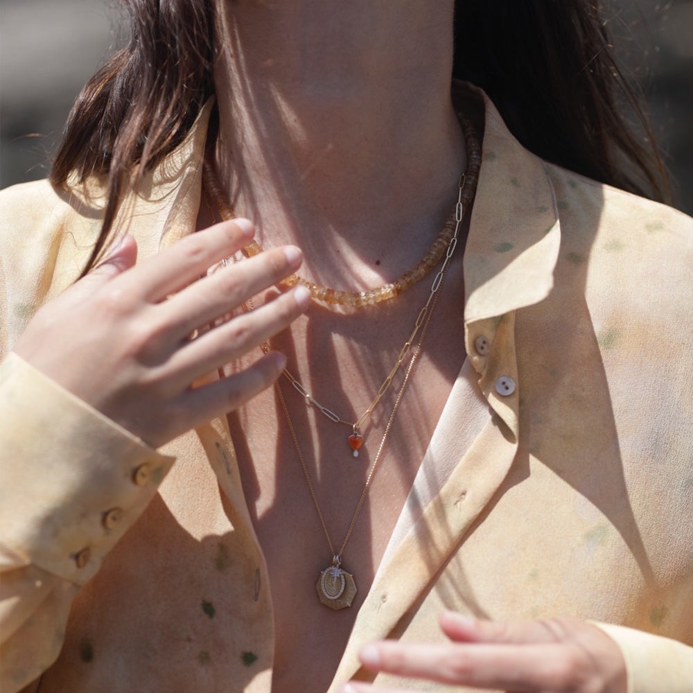 Faceted Hessonite Beaded Necklace