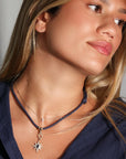 Indigo Paracord Necklace with 10K Swivel & Beads - Peridot Fine Jewelry - Zahava