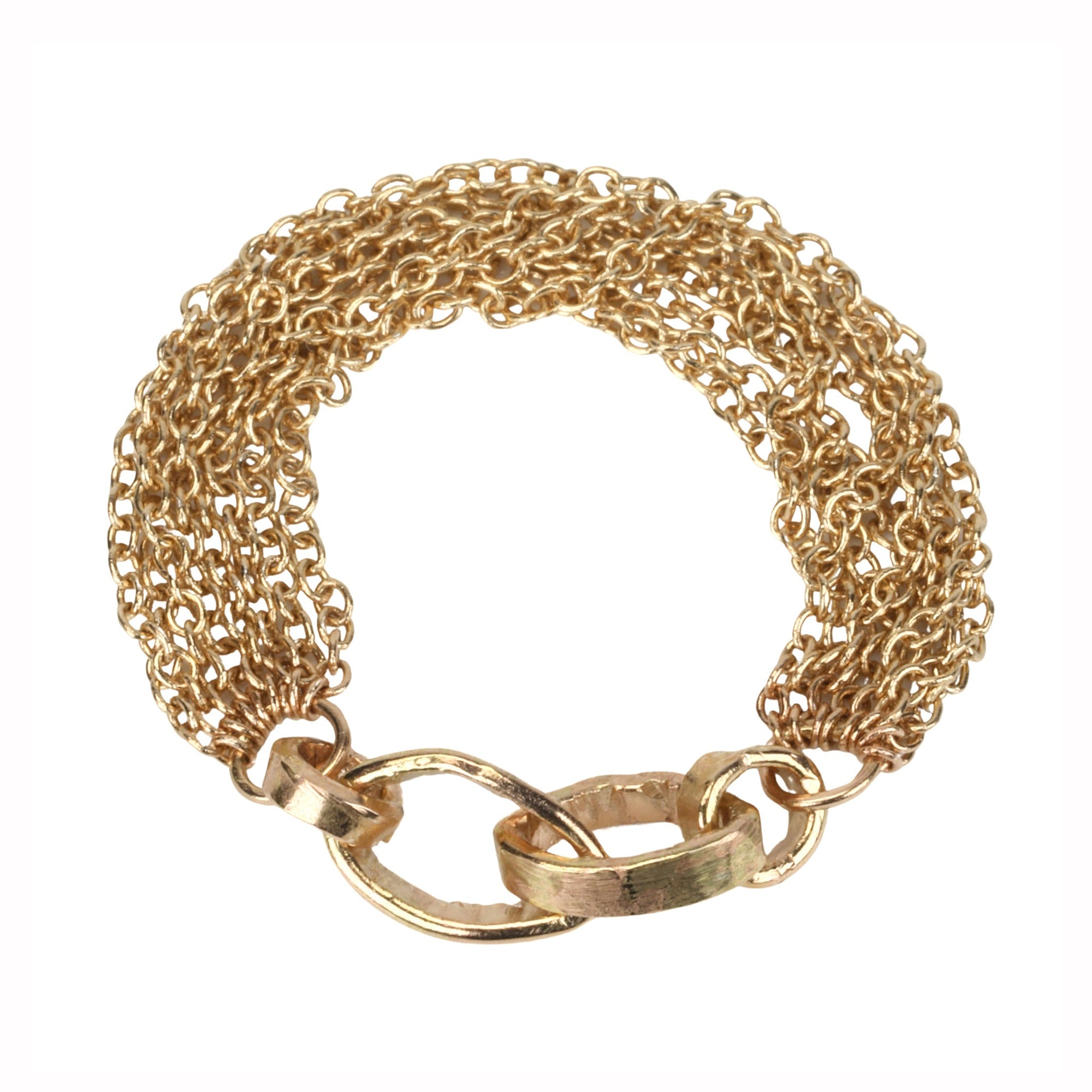 &quot;Izzy&quot; 14K Yellow Gold Multi Row Chain Ring - Peridot Fine Jewelry - Sarah Macfadden