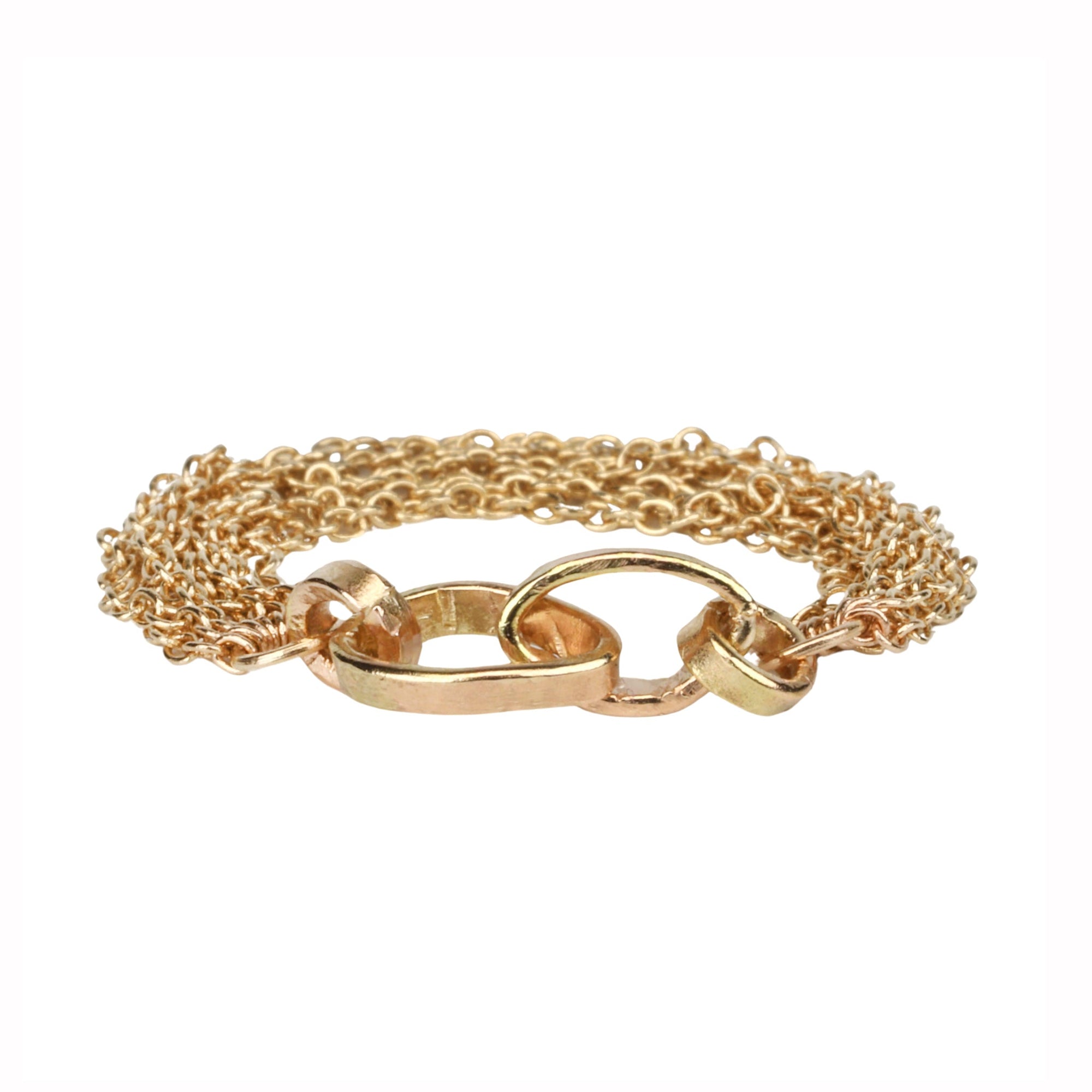 &quot;Izzy&quot; 14K Yellow Gold Multi Row Chain Ring - Peridot Fine Jewelry - Sarah Macfadden
