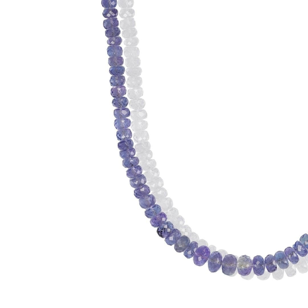 Large Graduated Faceted Tanzanite Beaded Necklace - Peridot Fine Jewelry - Zahava