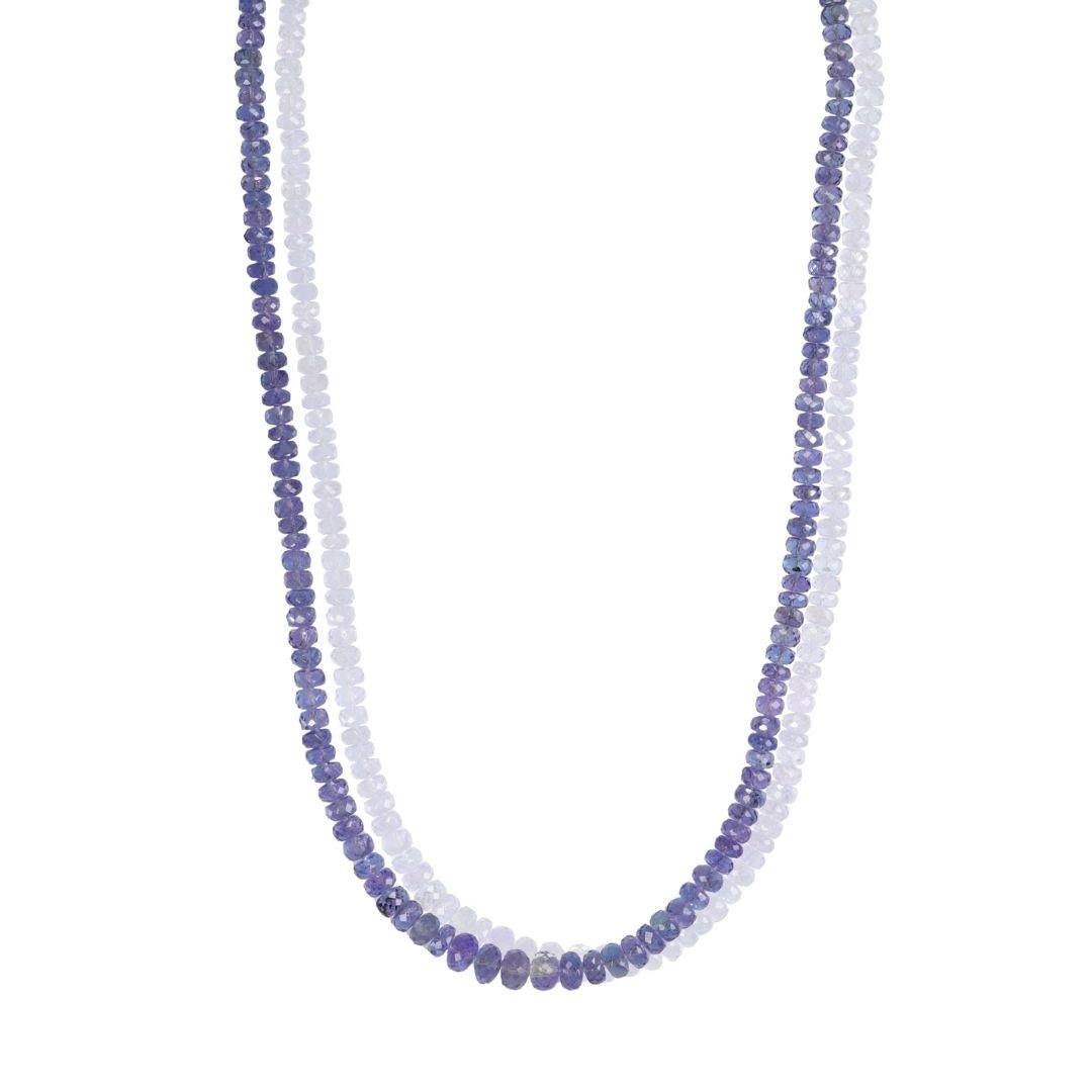 Large Graduated Faceted Tanzanite Beaded Necklace - Peridot Fine Jewelry - Zahava