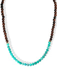 Larger Turquoise & Wood Beaded Necklace with 14K Accent Beads & Clasp - Peridot Fine Jewelry - Zahava