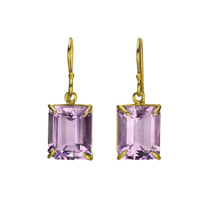 Lavender Amethyst Emerald Cut Earrings - Peridot Fine Jewelry - Rosanne Pugliese