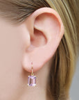 Lavender Amethyst Emerald Cut Earrings - Peridot Fine Jewelry - Rosanne Pugliese