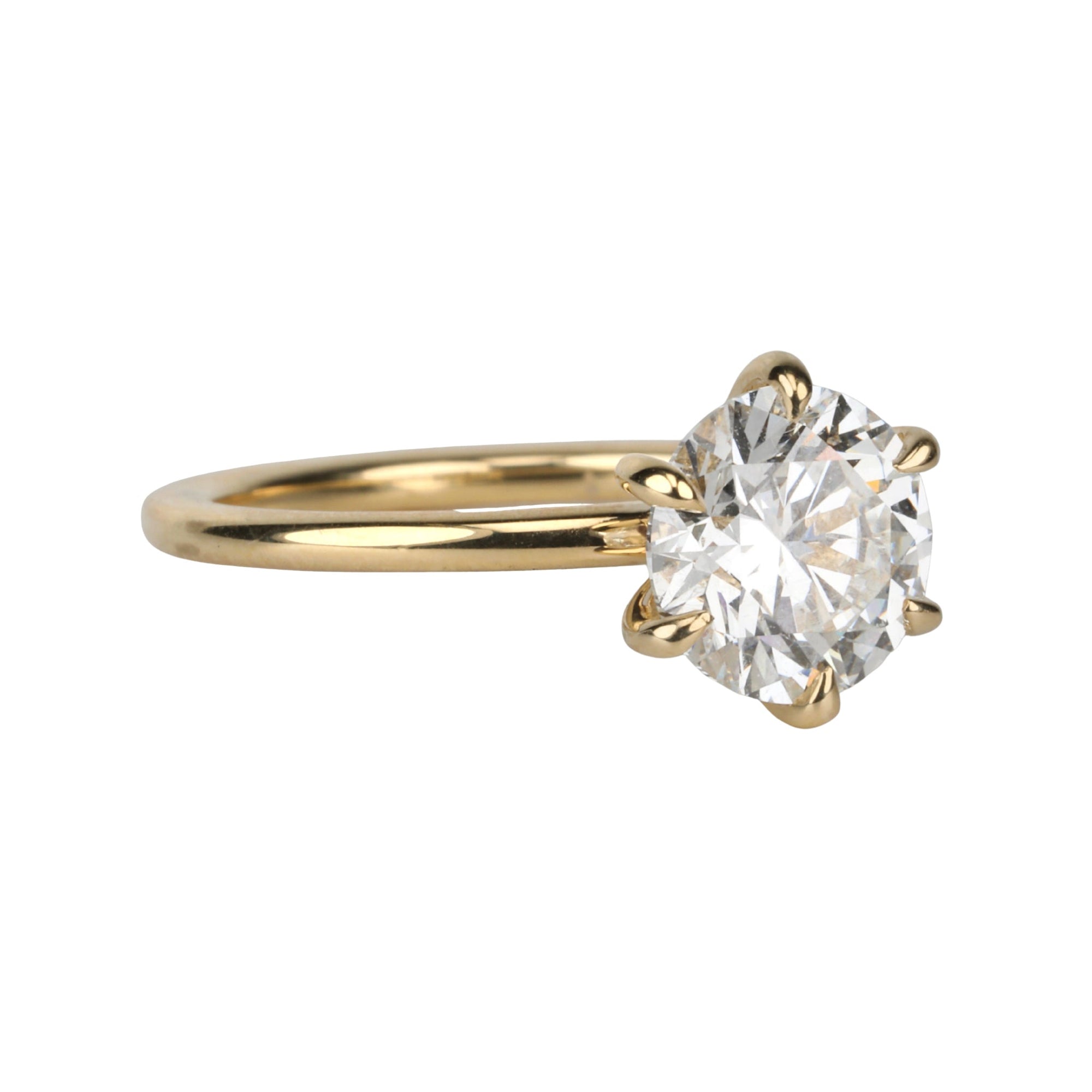 Live 18K 6-Prong 2.03ct Lab Grown Round Brilliant Cut Diamond Ring - Peridot Fine Jewelry - Mark Patterson