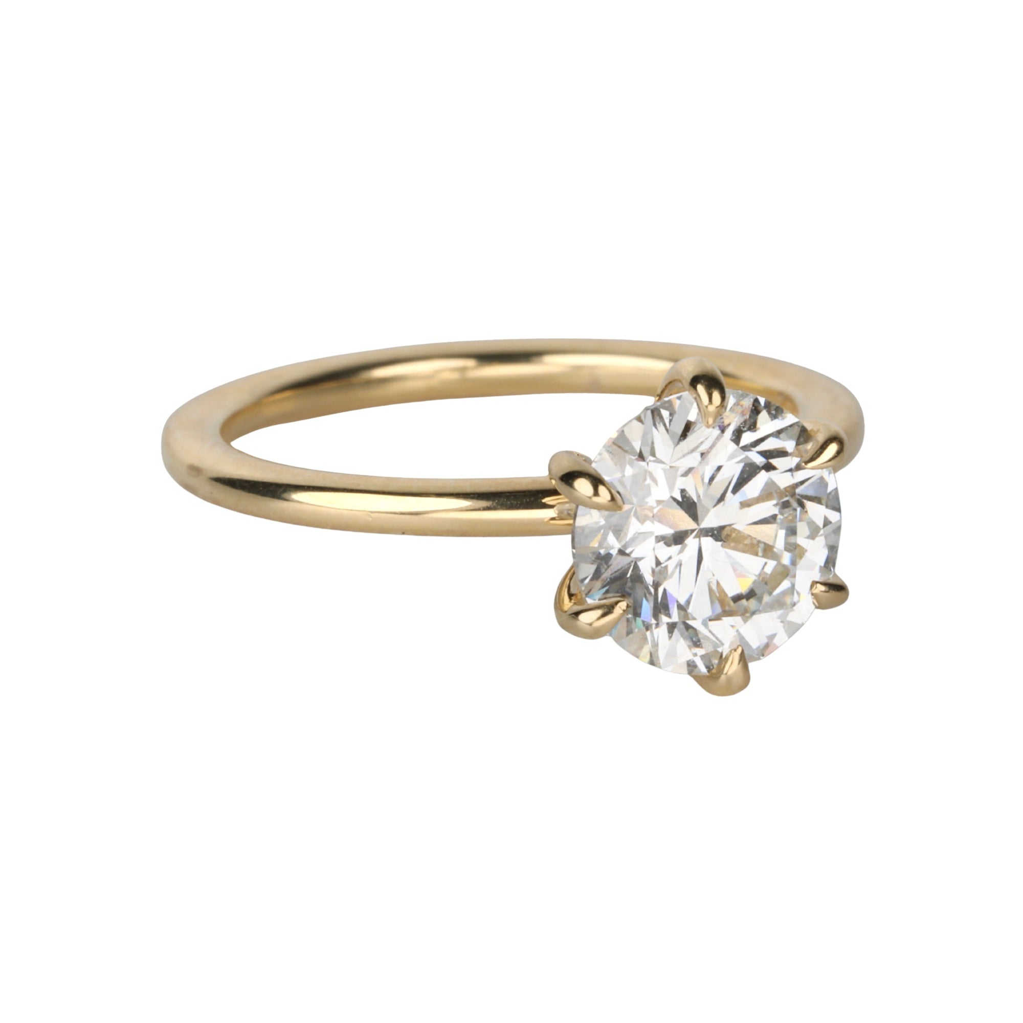 Live 18K 6-Prong 2.03ct Lab Grown Round Brilliant Cut Diamond Ring - Peridot Fine Jewelry - Mark Patterson