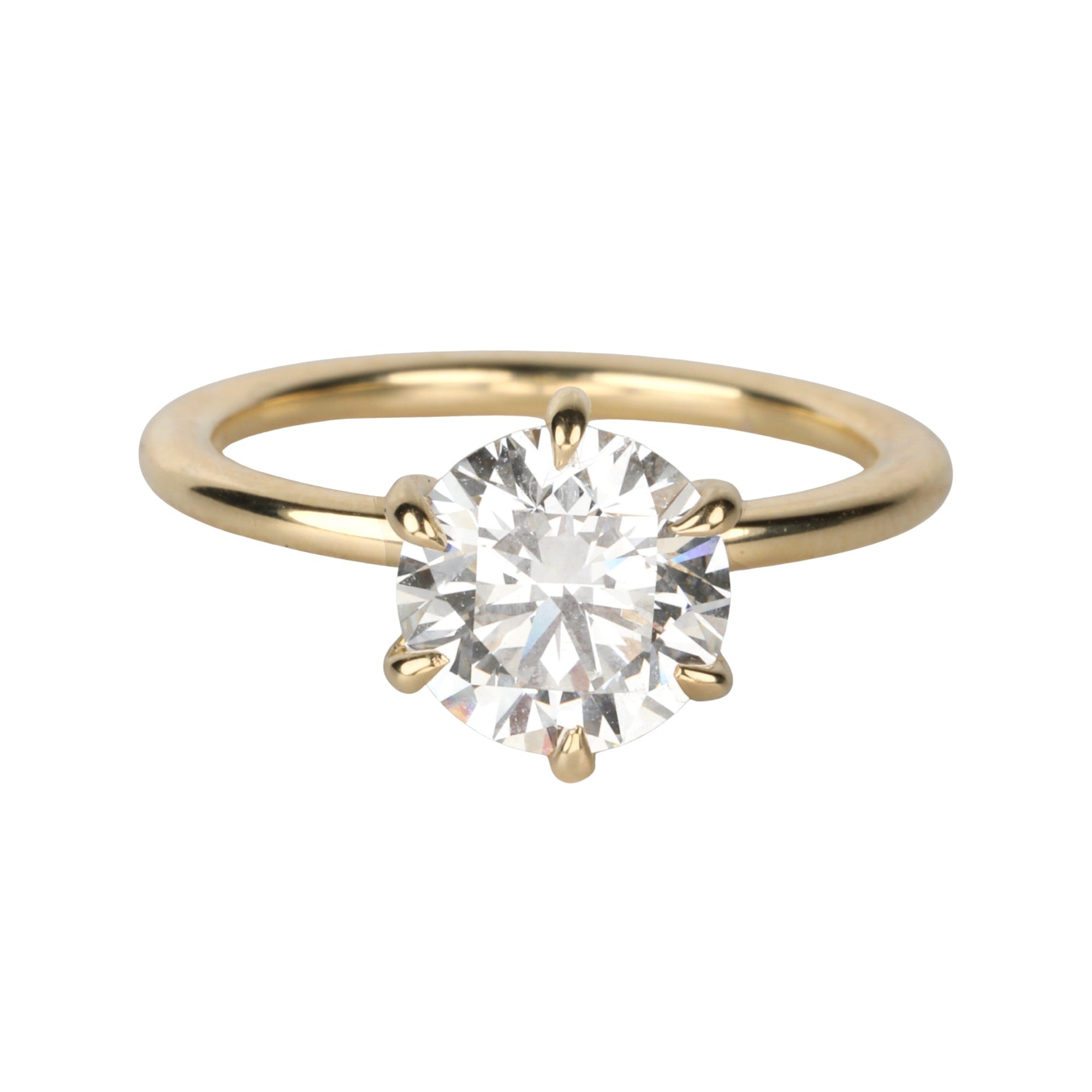 Live 18K 6-Prong 2.03ct Lab Grown Round Brilliant Cut Diamond Ring - Peridot Fine Jewelry - Mark Patterson