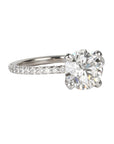 Live Platinum Prong-Set 2.09ct Lab Grown Round Brilliant Cut Diamond Ring with Pave Diamond Band and Prongs - Peridot Fine Jewelry - Mark Patterson