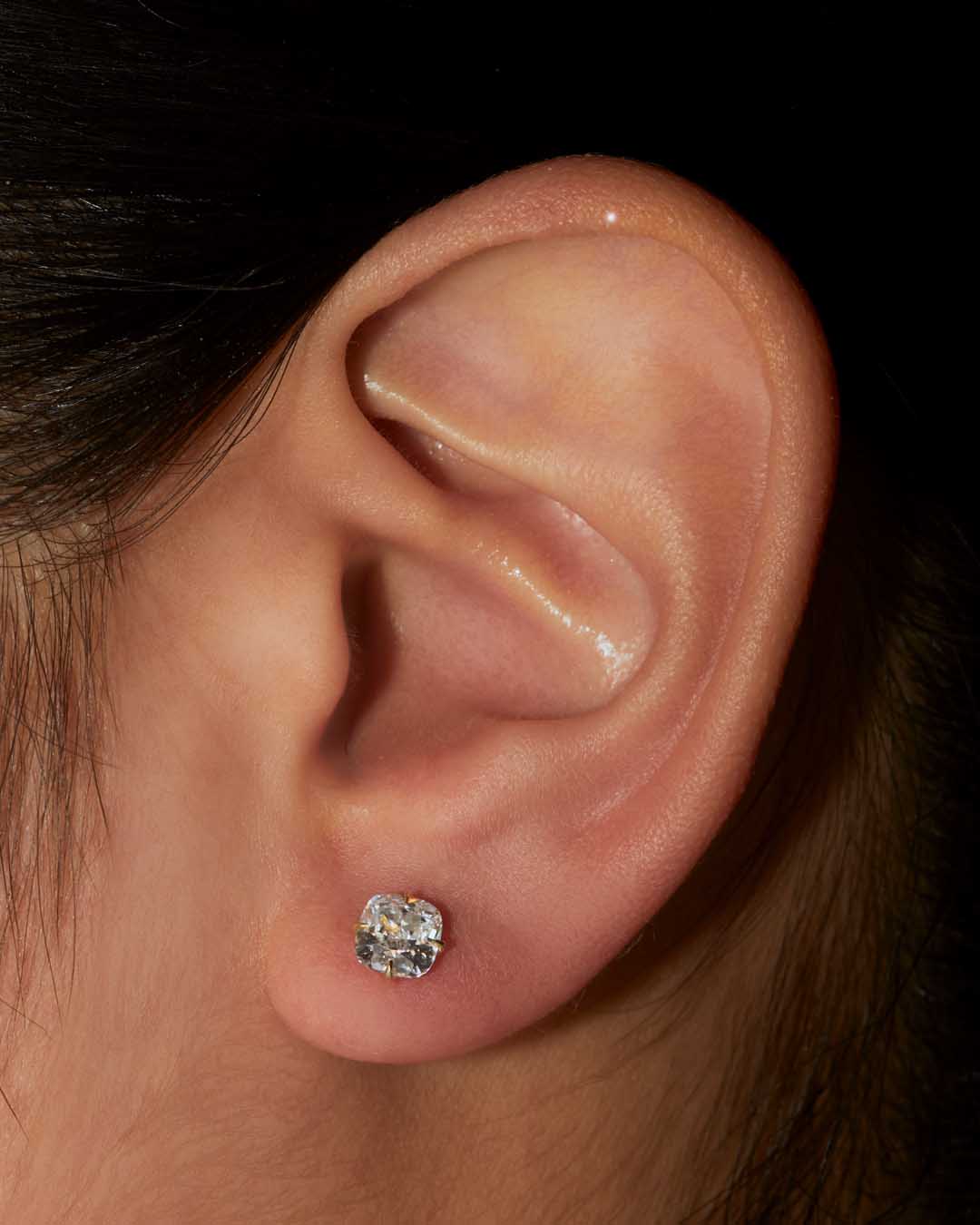 Live Prong - Set Cushion Lab Grown Diamond Studs ~2tcw - Peridot Fine Jewelry - ILA - jewelry and settings