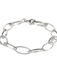 "Lottie" Sterling Silver Handmade Hammered Oval Link Bracelet - Peridot Fine Jewelry - Sarah Macfadden