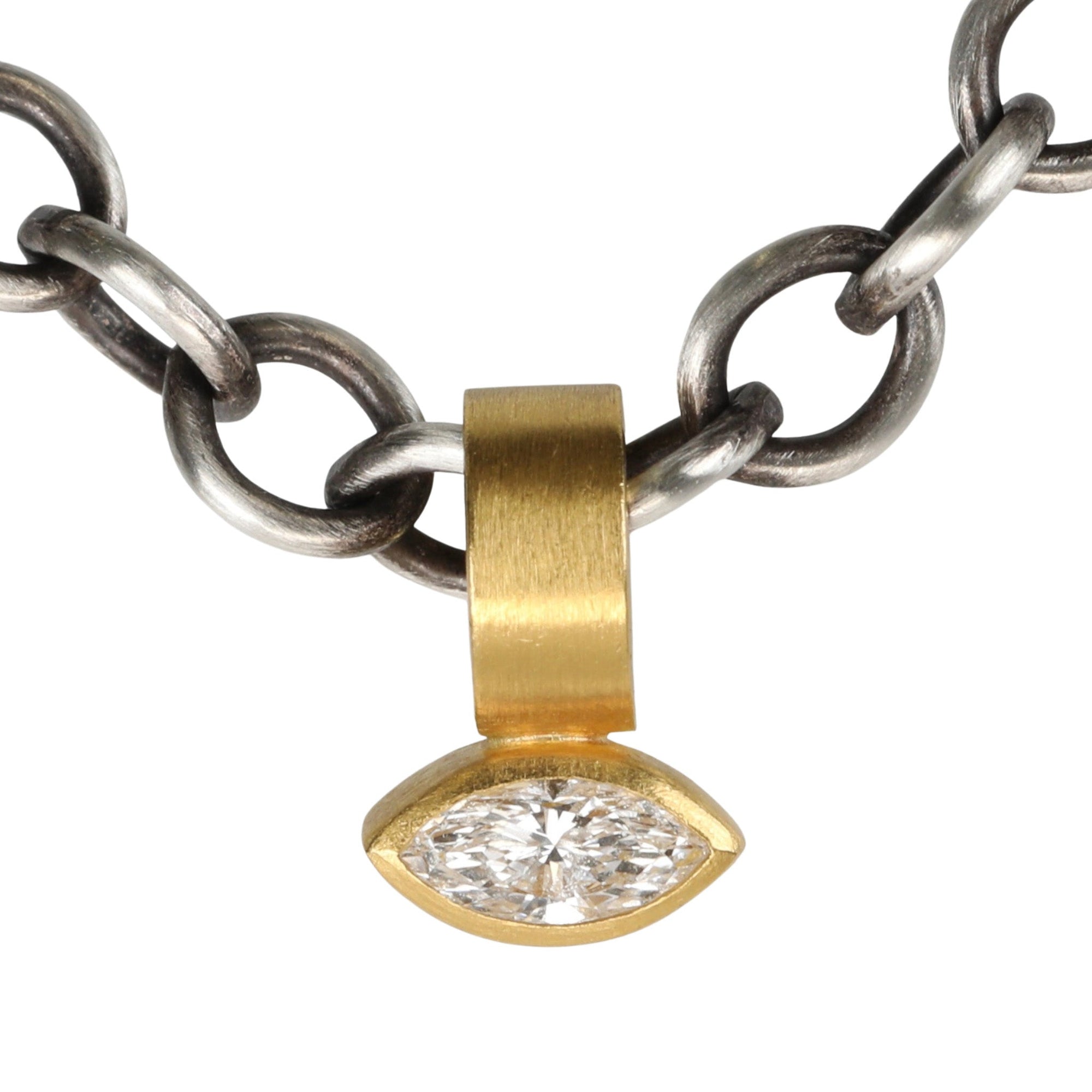 Marquise Diamond Pendant Set in 22K Gold - Peridot Fine Jewelry - Rosanne Pugliese