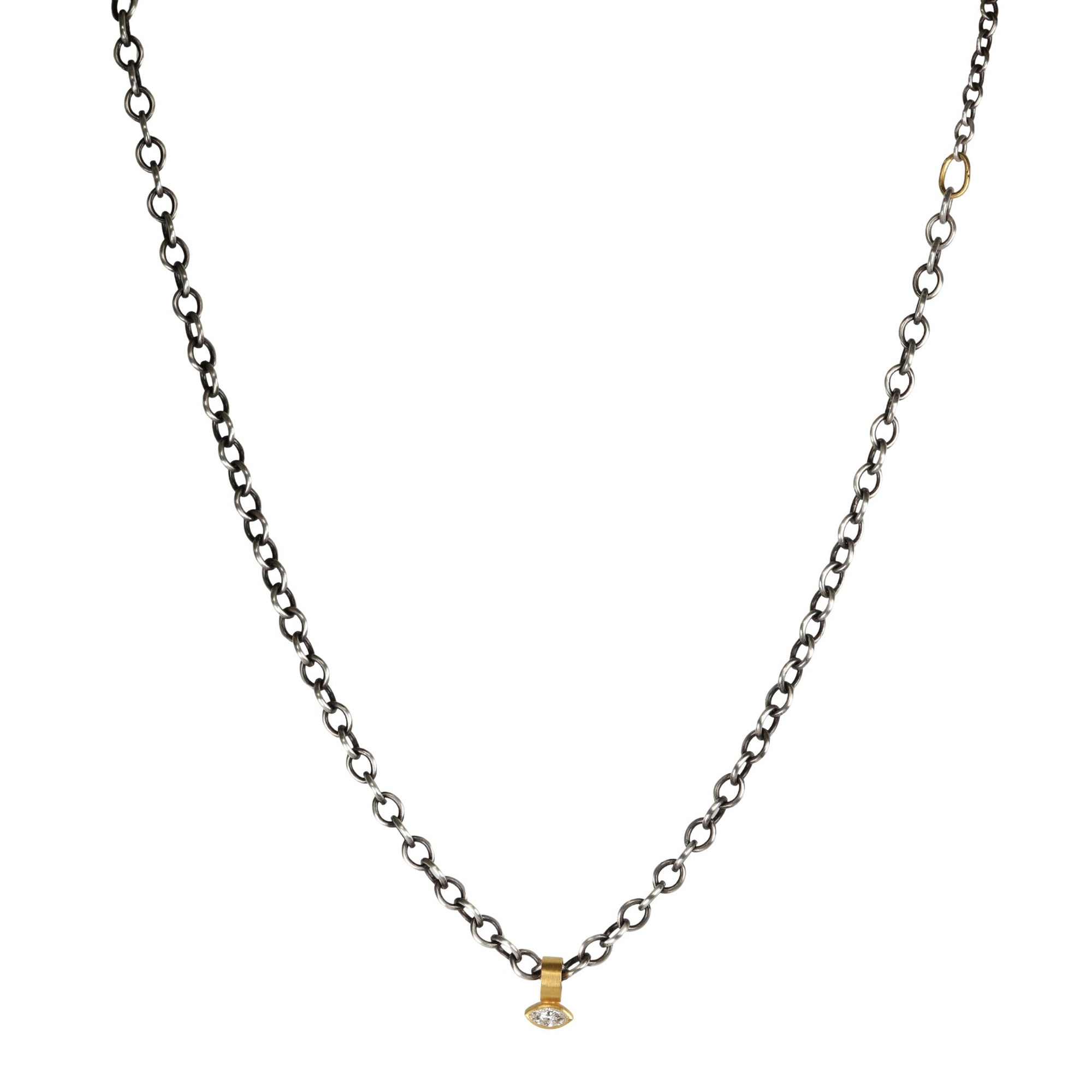 Marquise Diamond Pendant Set in 22K Gold - Peridot Fine Jewelry - Rosanne Pugliese