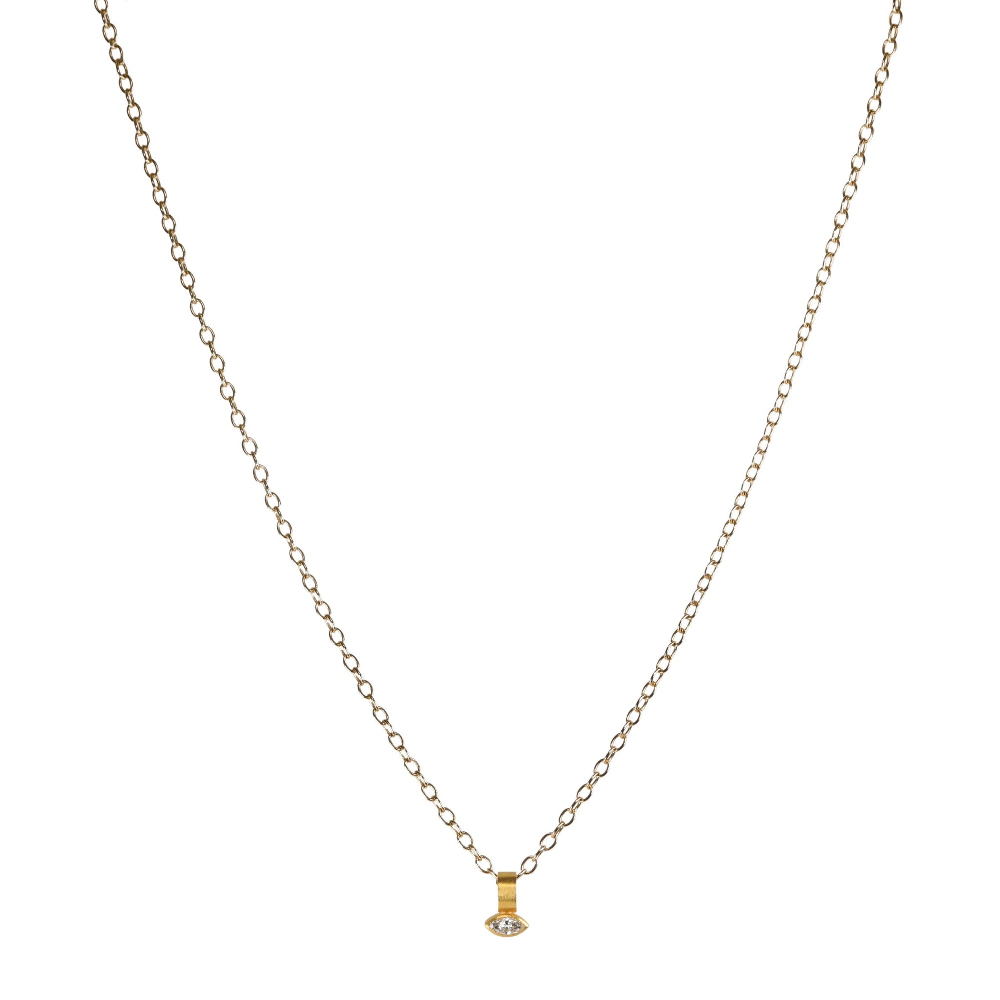 Marquise Diamond Pendant Set in 22K Gold - Peridot Fine Jewelry - Rosanne Pugliese