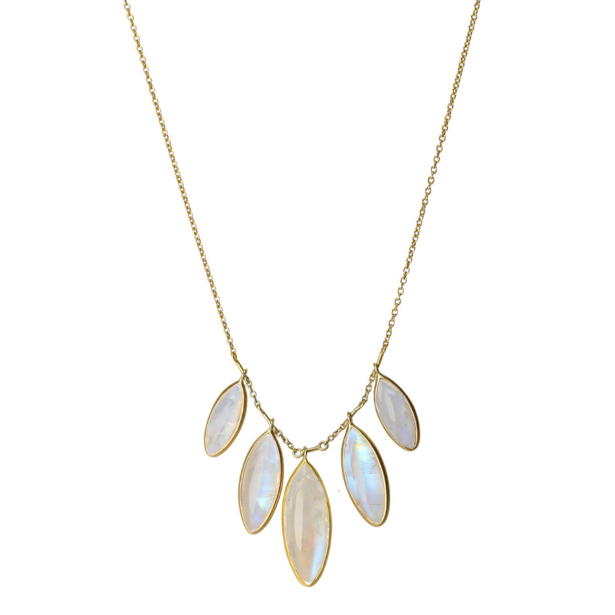 Marquise Moonstone Petite Fringe "Petals" Necklace - Peridot Fine Jewelry - Kothari
