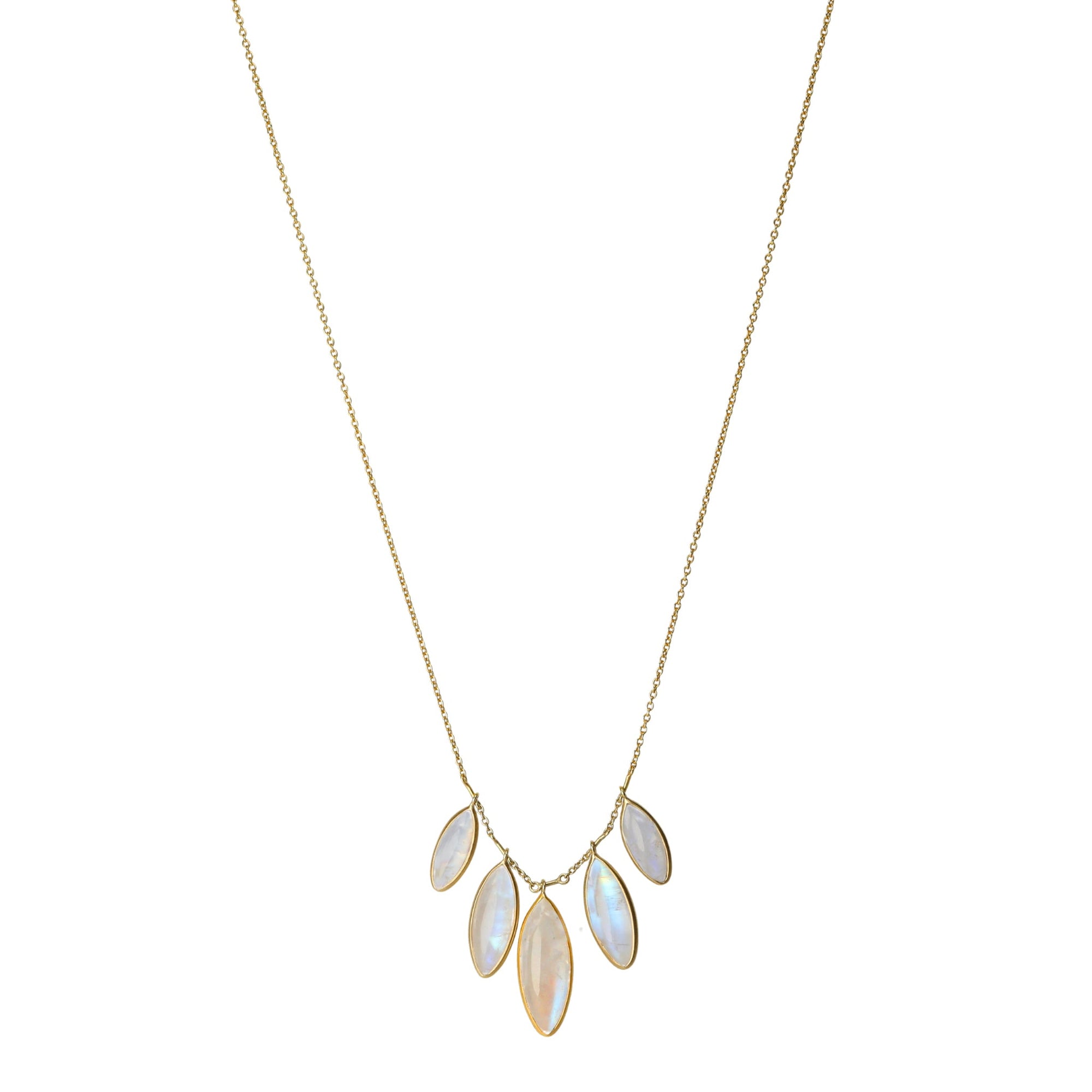 Marquise Moonstone Petite Fringe &quot;Petals&quot; Necklace - Peridot Fine Jewelry - Kothari