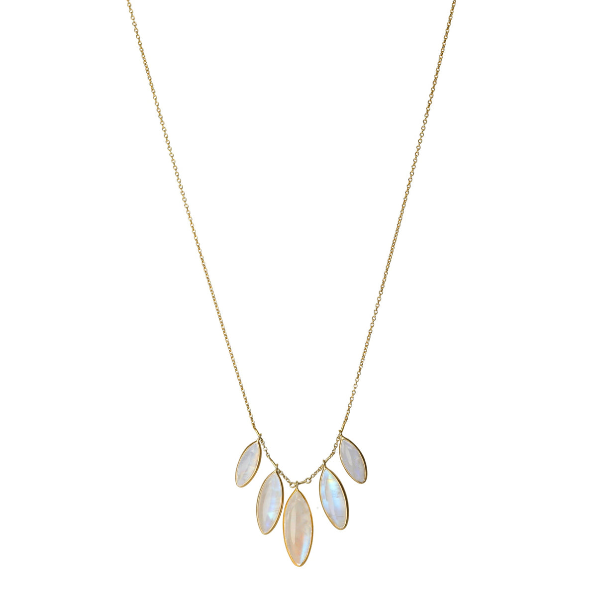 Marquise Moonstone Petite Fringe "Petals" Necklace - Peridot Fine Jewelry - Kothari