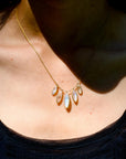 Marquise Moonstone Petite Fringe "Petals" Necklace - Peridot Fine Jewelry - Kothari