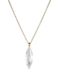 Marquise - Shaped Phantom Quartz Pendant with 22K Gold Wide Bale - Peridot Fine Jewelry - Rosanne Pugliese