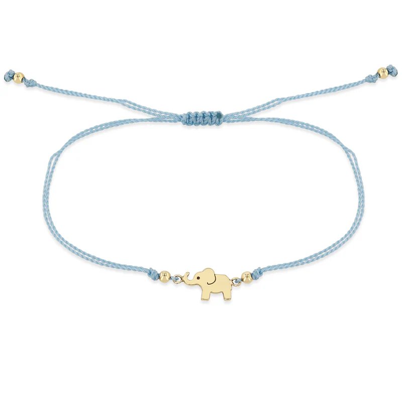 Midi Bitty 14K Gold Elephant Cord Bracelet - Peridot Fine Jewelry - Zoe Chicco
