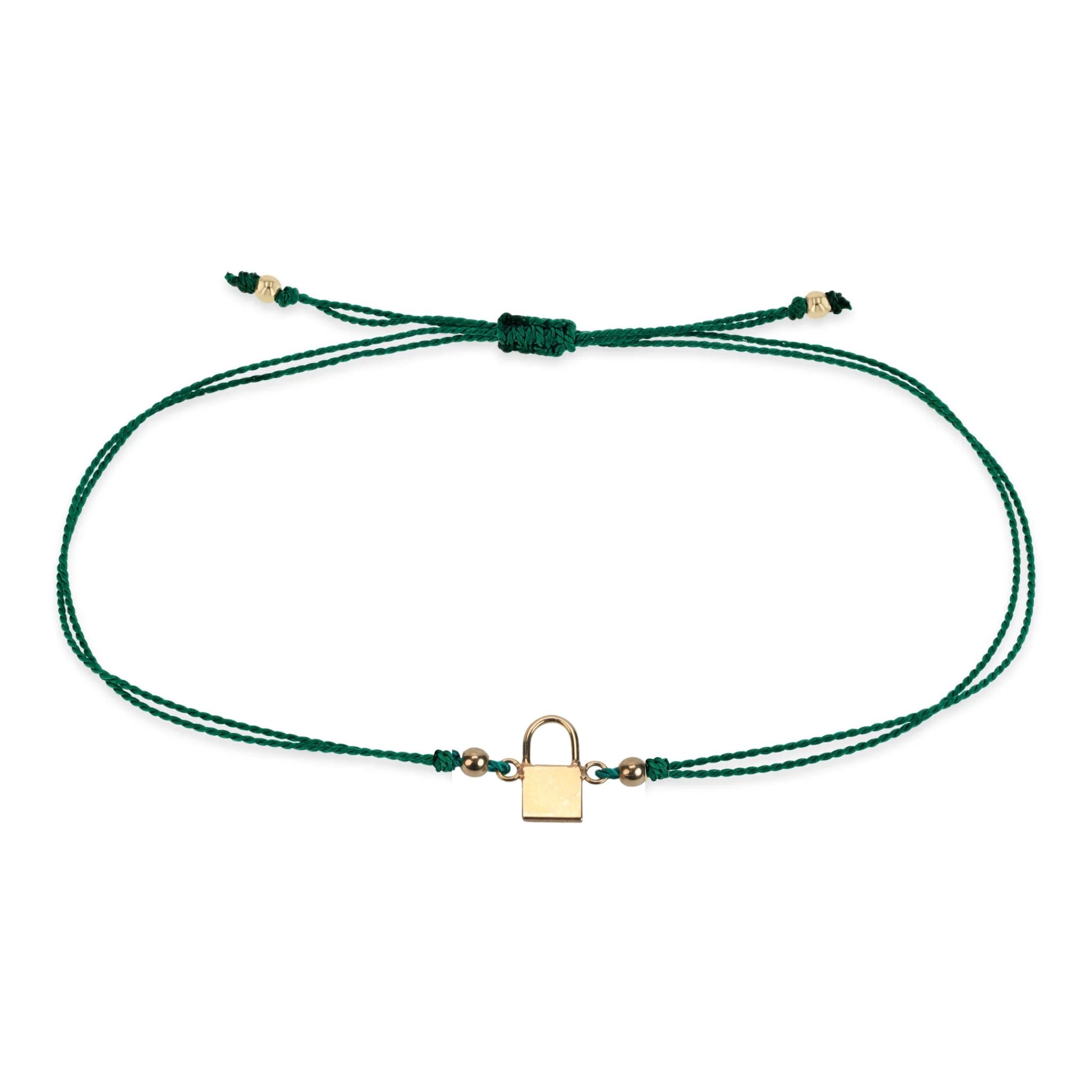 Zoe Chicco Midi Bitty 14K Gold Padlock Cord Bracelet – Peridot
