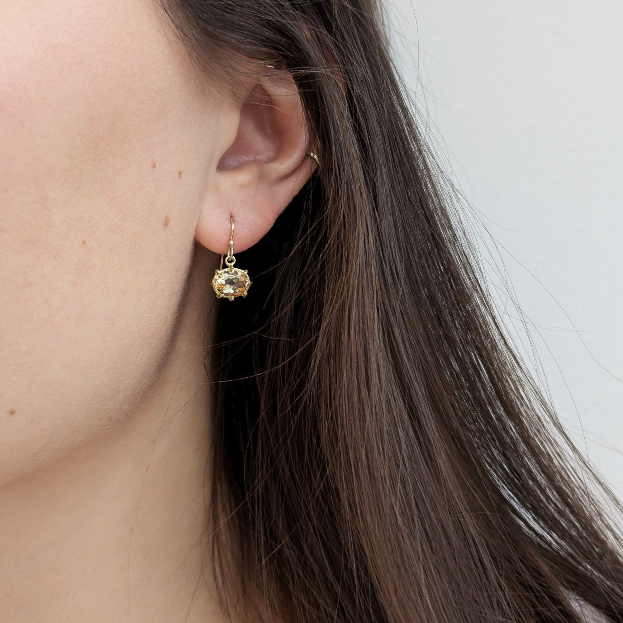 Mini Oval Faceted Citrine Earrings - Peridot Fine Jewelry - Rosanne Pugliese