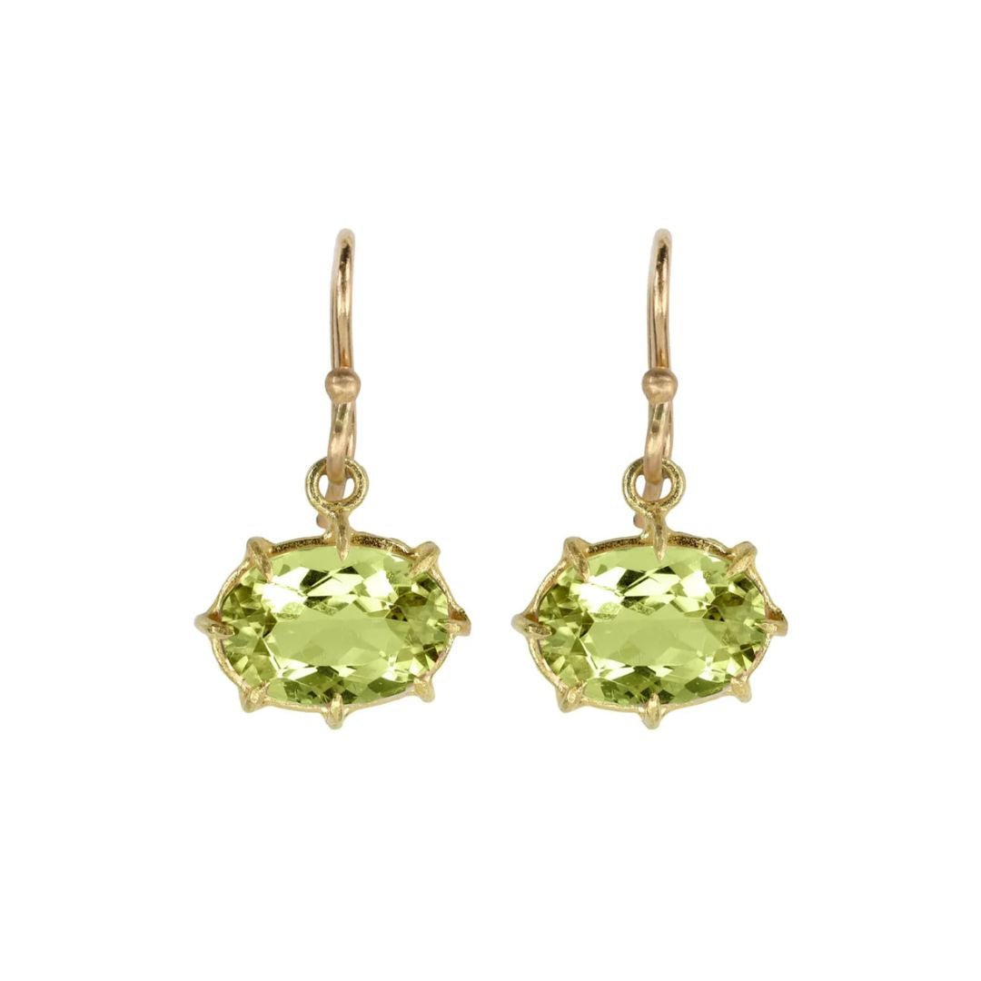 Mini Oval Faceted Peridot Earrings - Peridot Fine Jewelry - Rosanne Pugliese