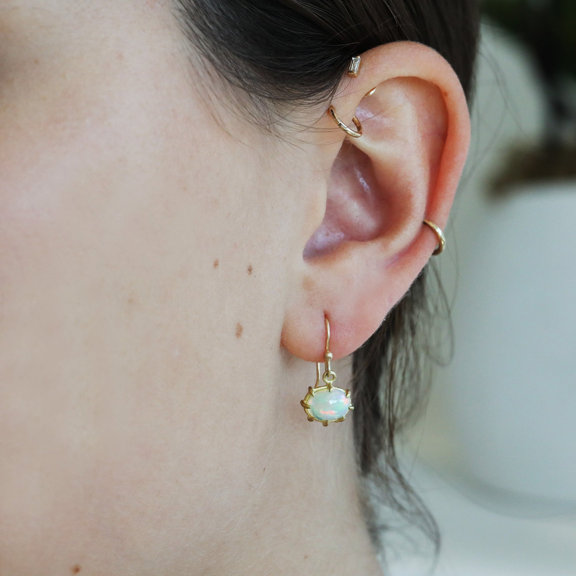 Mini Oval Opal Earrings - Peridot Fine Jewelry - Rosanne Pugliese