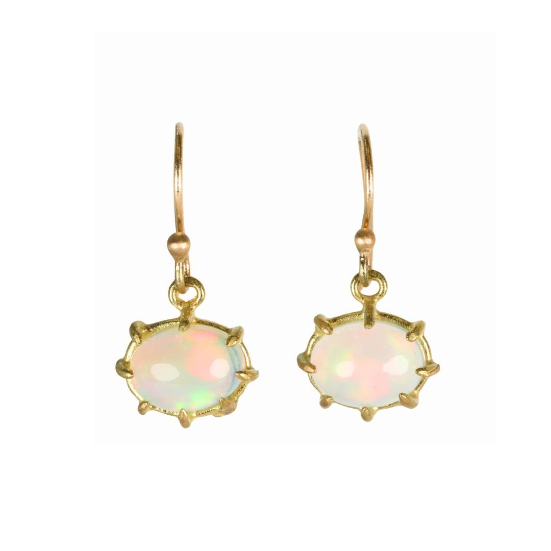 Mini Oval Opal Earrings - Peridot Fine Jewelry - Rosanne Pugliese