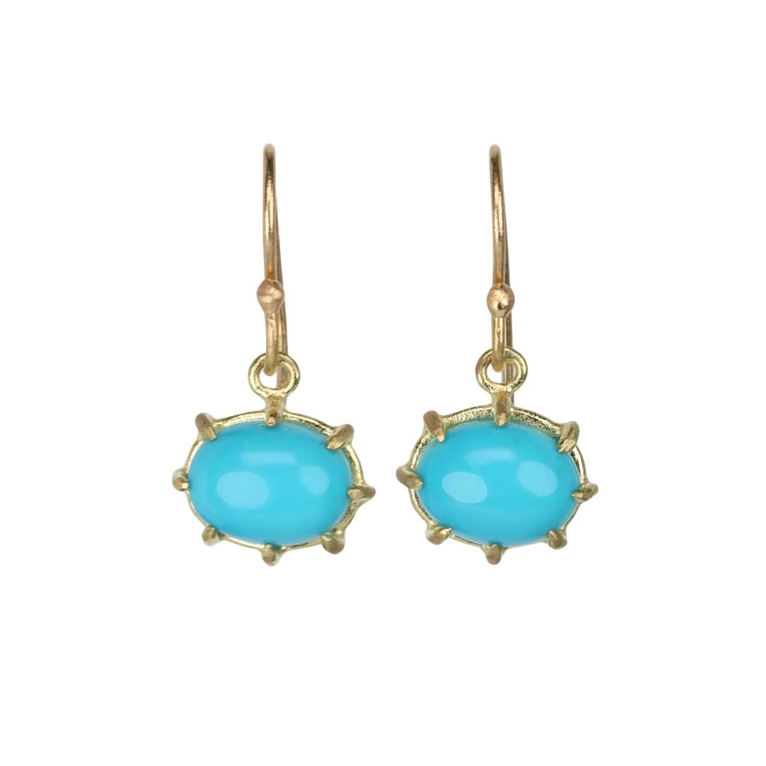 Mini Oval Sleeping Beauty Turquoise Earrings - Peridot Fine Jewelry - Rosanne Pugliese