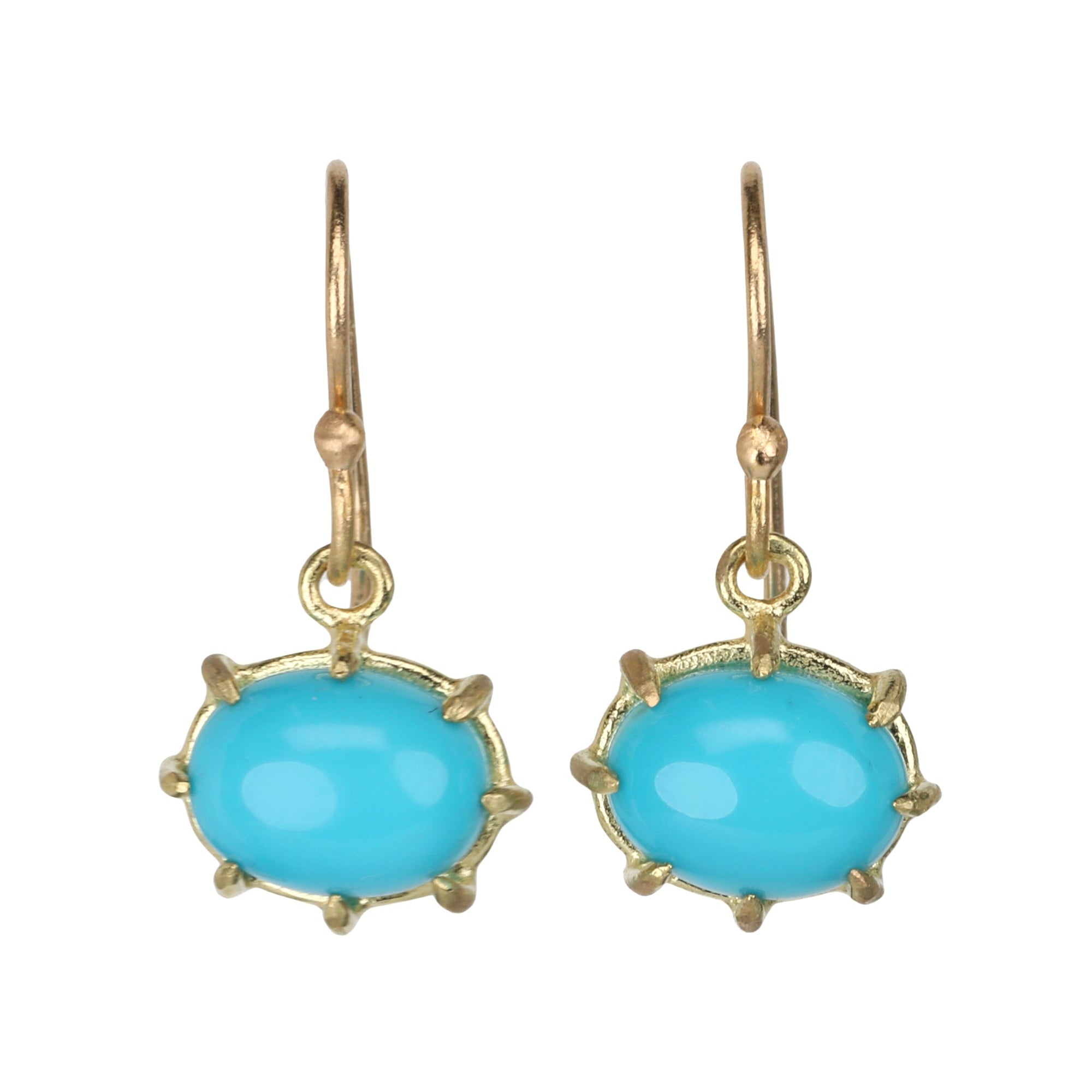 Mini Oval Sleeping Beauty Turquoise Earrings - Peridot Fine Jewelry - Rosanne Pugliese
