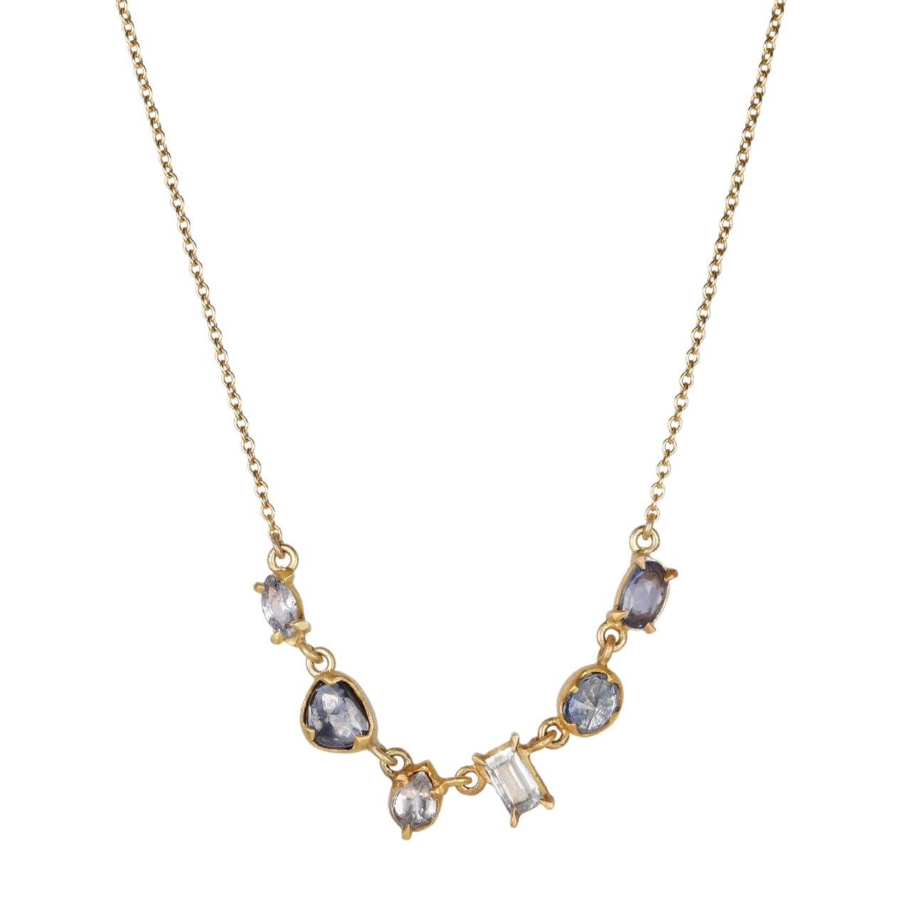 Multi-Shape Blue &amp; Purple Sapphire Necklace - Peridot Fine Jewelry - Annie Fensterstock