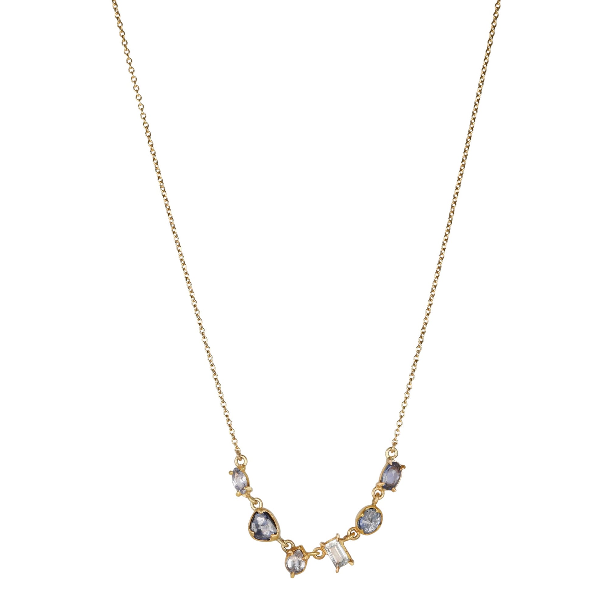 Multi-Shape Blue &amp; Purple Sapphire Necklace - Peridot Fine Jewelry - Annie Fensterstock