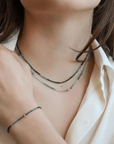 Ombre Blue Tourmaline Beaded Necklace with 18K Gold Charm - Peridot Fine Jewelry - Margaret Solow Jewelry
