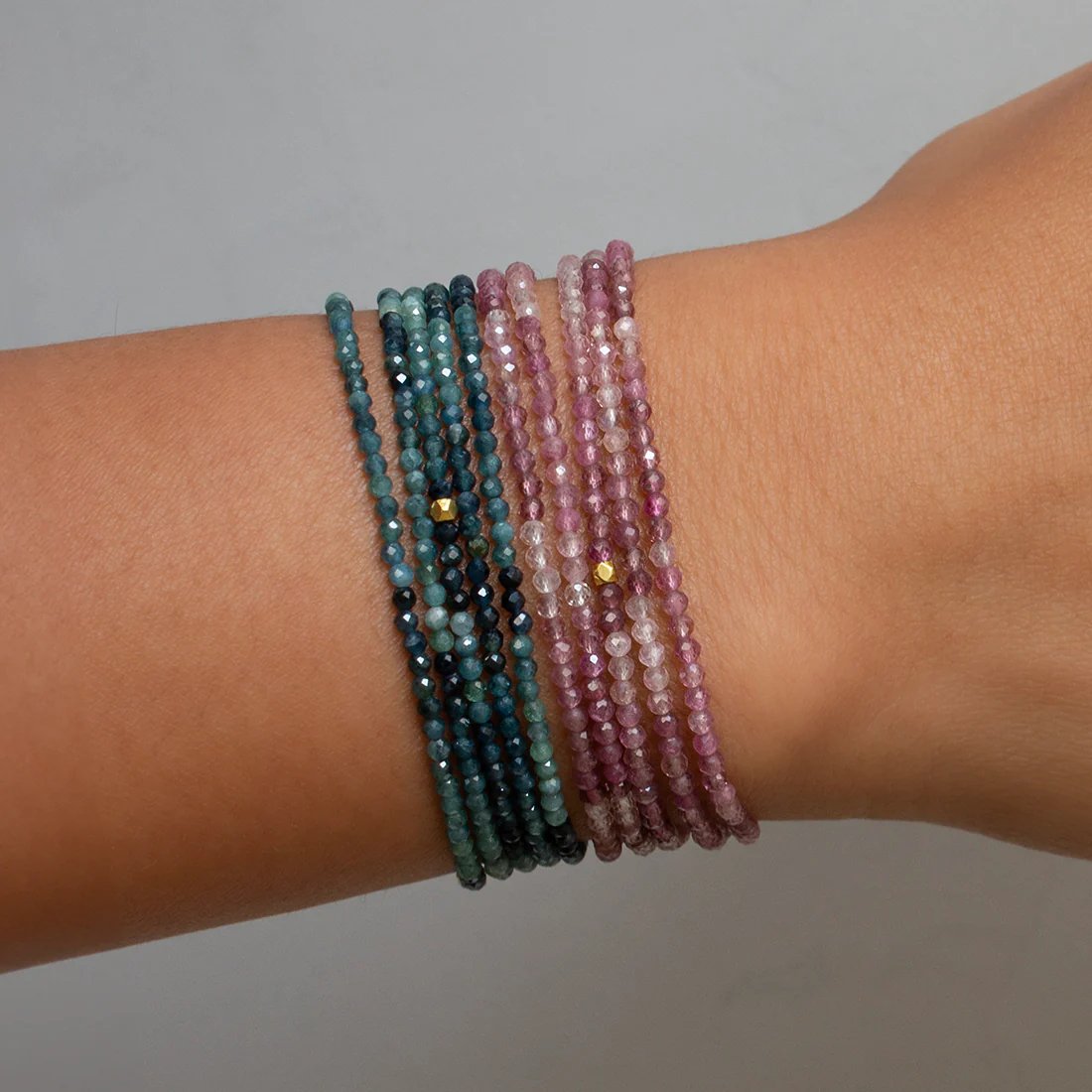Ombre Blue Tourmaline Beaded Wrap Bracelet - Peridot Fine Jewelry - Anne Sportun