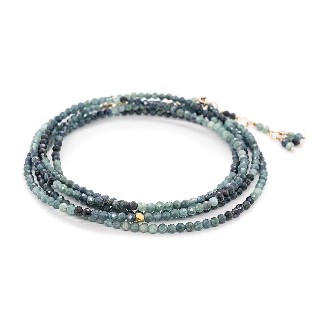 Ombre Blue Tourmaline Beaded Wrap Bracelet - Peridot Fine Jewelry - Anne Sportun