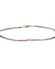 Ombre Pink & Green Tourmaline Faceted Beaded Bracelet with Brushed 18K Carved Sphere Bead - Peridot Fine Jewelry - Margaret Solow Jewelry