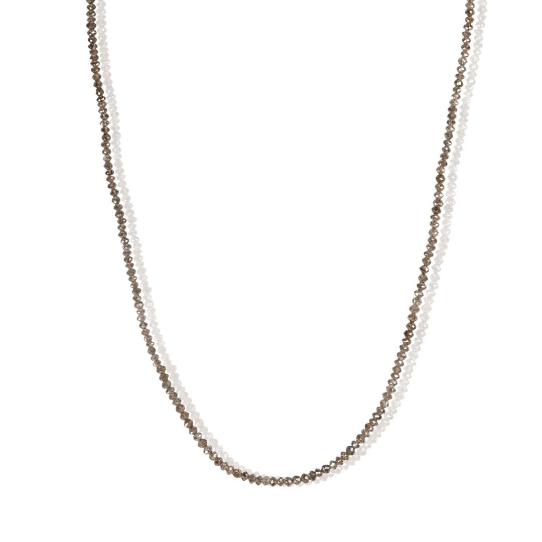 One of a Kind Faceted Cardamom Cognac Diamond Beaded Necklace - Peridot Fine Jewelry - Zahava