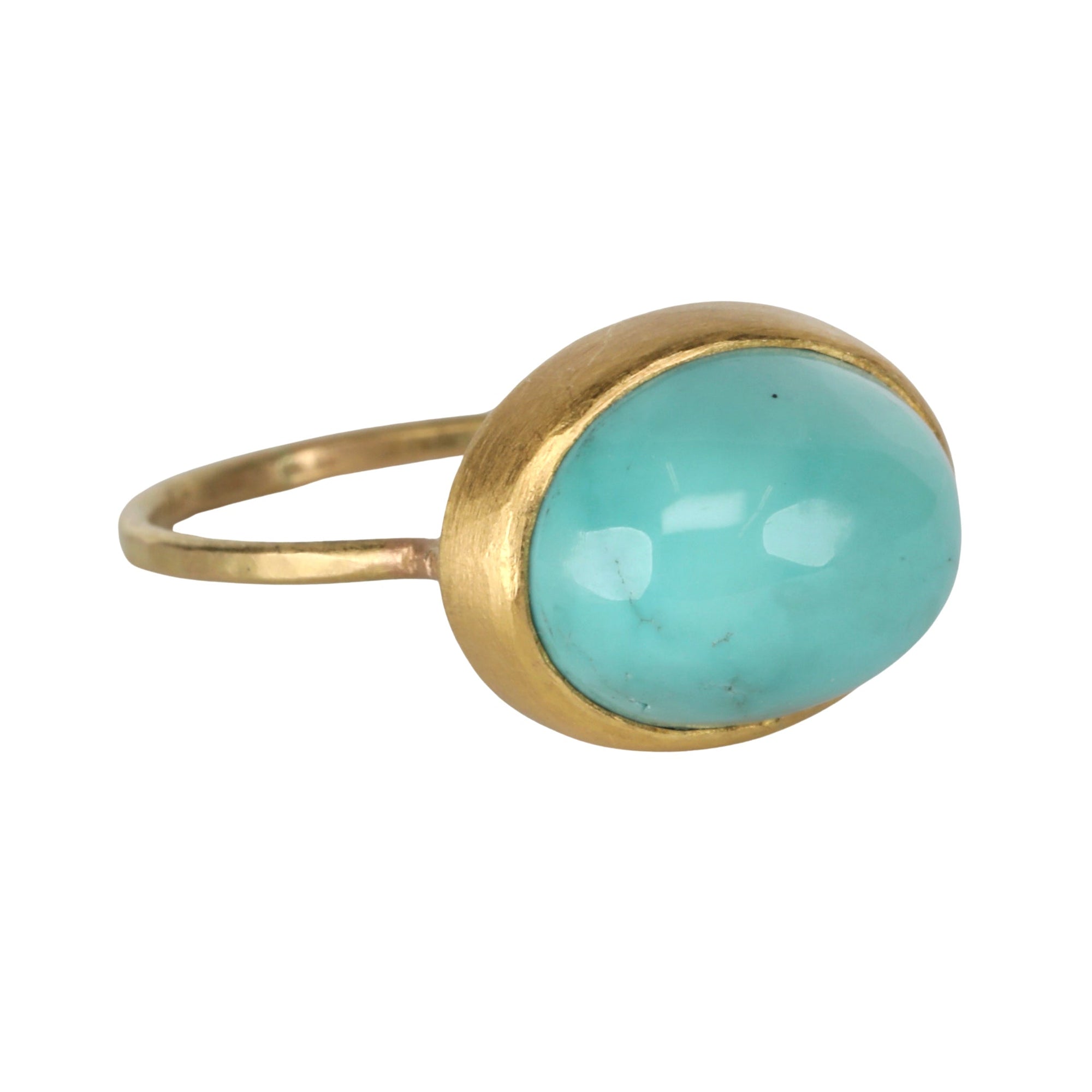 Oval Cabochon Turquoise Ring - Peridot Fine Jewelry - Rosanne Pugliese