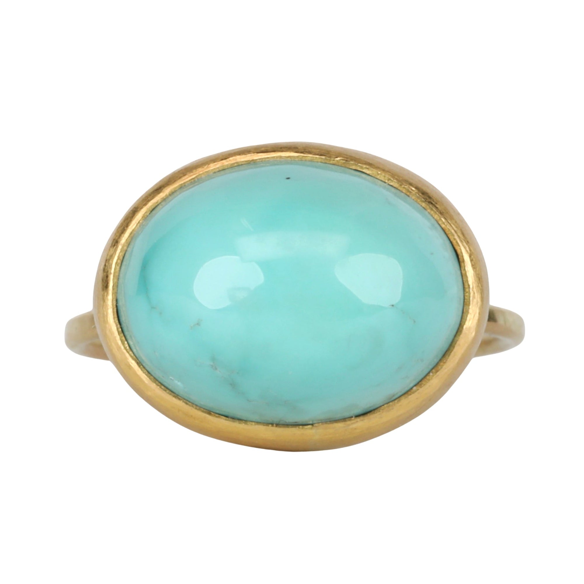 Oval Cabochon Turquoise Ring - Peridot Fine Jewelry - Rosanne Pugliese