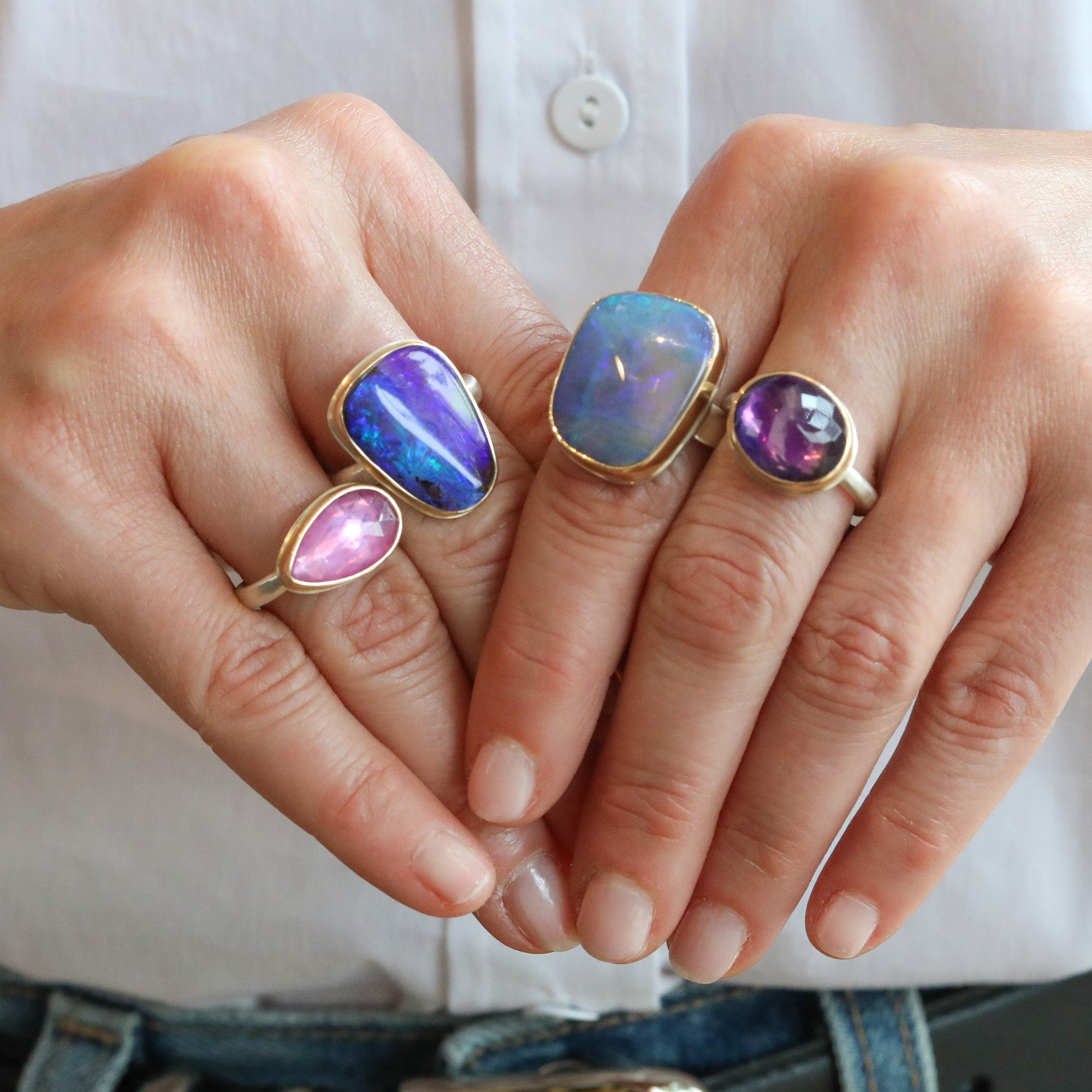 Oval Inverted Amethyst Ring - Peridot Fine Jewelry - Jamie Joseph