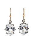 Oxidized Sterling Silver & 14K Oval Faceted White Topaz Earrings - Peridot Fine Jewelry - Rosanne Pugliese