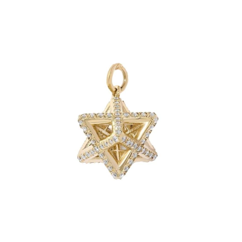 Pave Diamond "Sculptural" Star of David Pendant - Peridot Fine Jewelry - Zahava