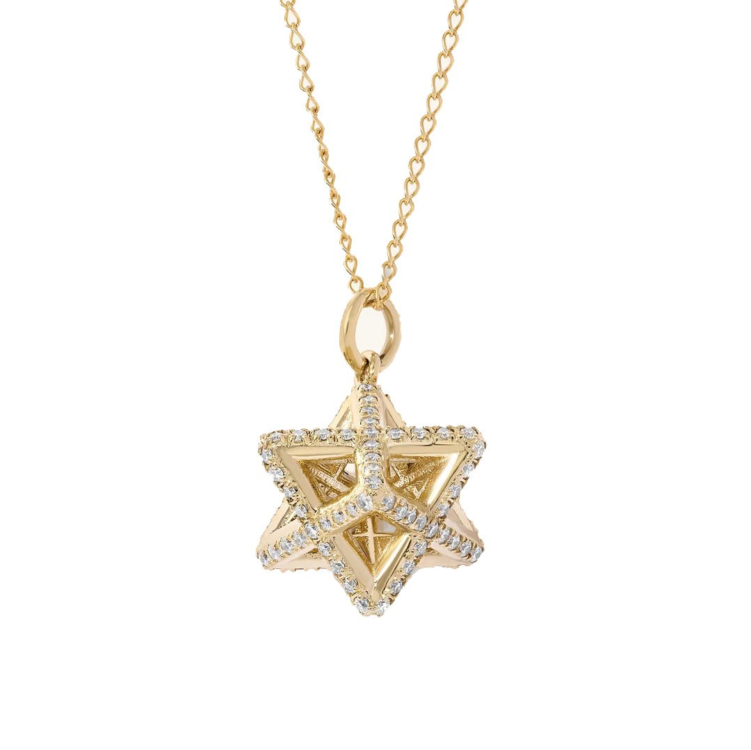 Pave Diamond &quot;Sculptural&quot; Star of David Pendant - Peridot Fine Jewelry - Zahava