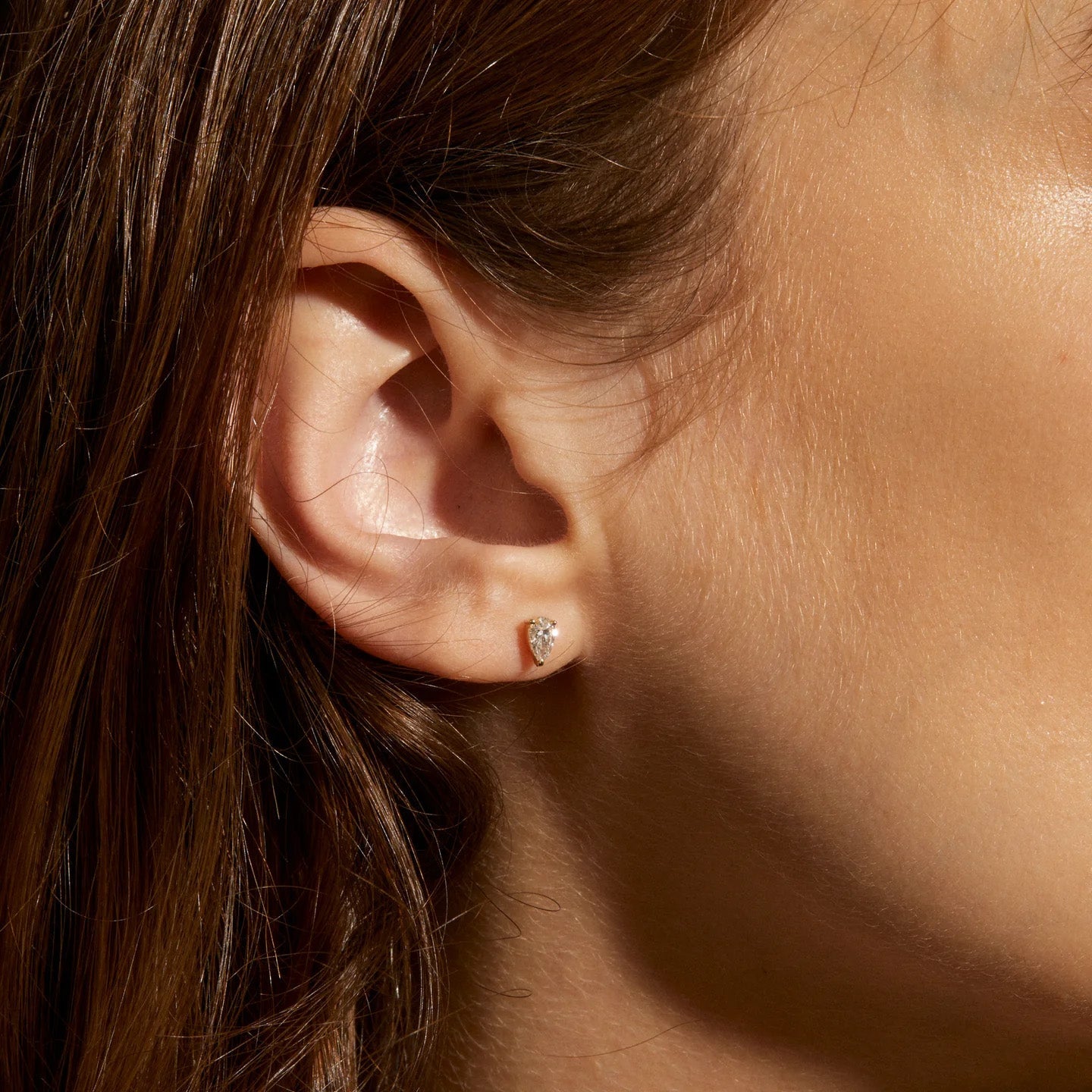 Pear-Shaped Diamond Stud Earring - Peridot Fine Jewelry - Zahava