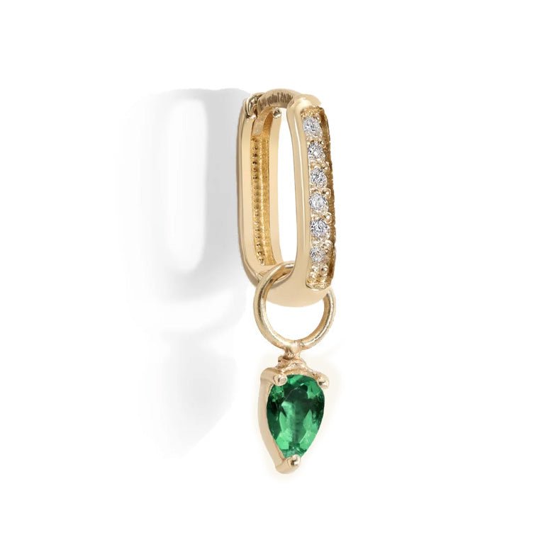 Pear-Shaped Emerald Earring Charm - Peridot Fine Jewelry - Zahava