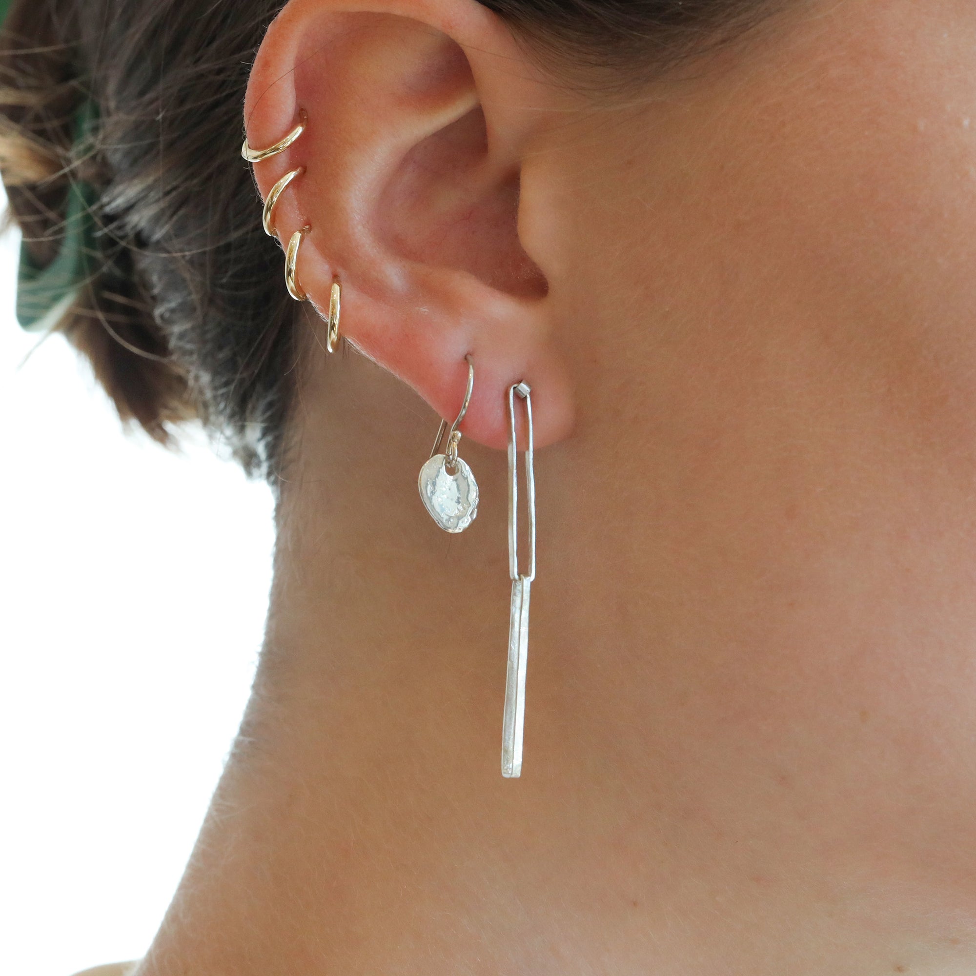 &quot;Irina&quot; Sterling Silver Double Rectangular Link Earrings