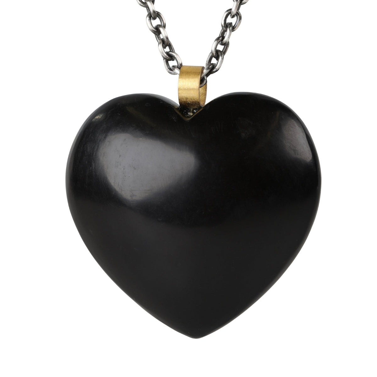 Petrified Wood Heart Pendant with 22K Bale - Peridot Fine Jewelry - Rosanne Pugliese